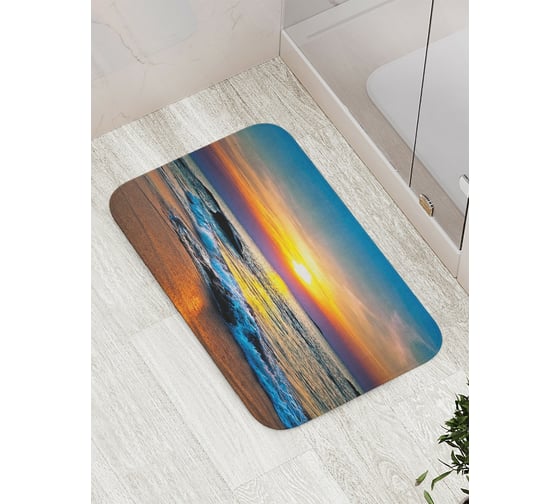 Изображение товара Коврик противоскользящий JoyArty "Волнистый закат" для ванной, сауны, бассейна, bath_12487