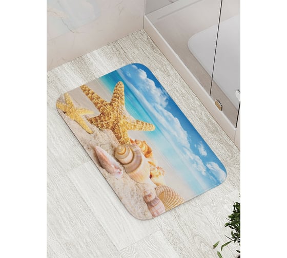 Изображение товара Коврик противоскользящий JoyArty "Морская звезда и ракушки" для ванной, сауны, бассейна, bath_4271