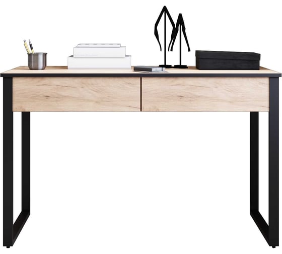 Изображение товара Стол письменный Альянс мебель с 2 горизонтальными ящиками ЛОФТ 1200x600x750 Дуб крафт золотой/Черный 016115