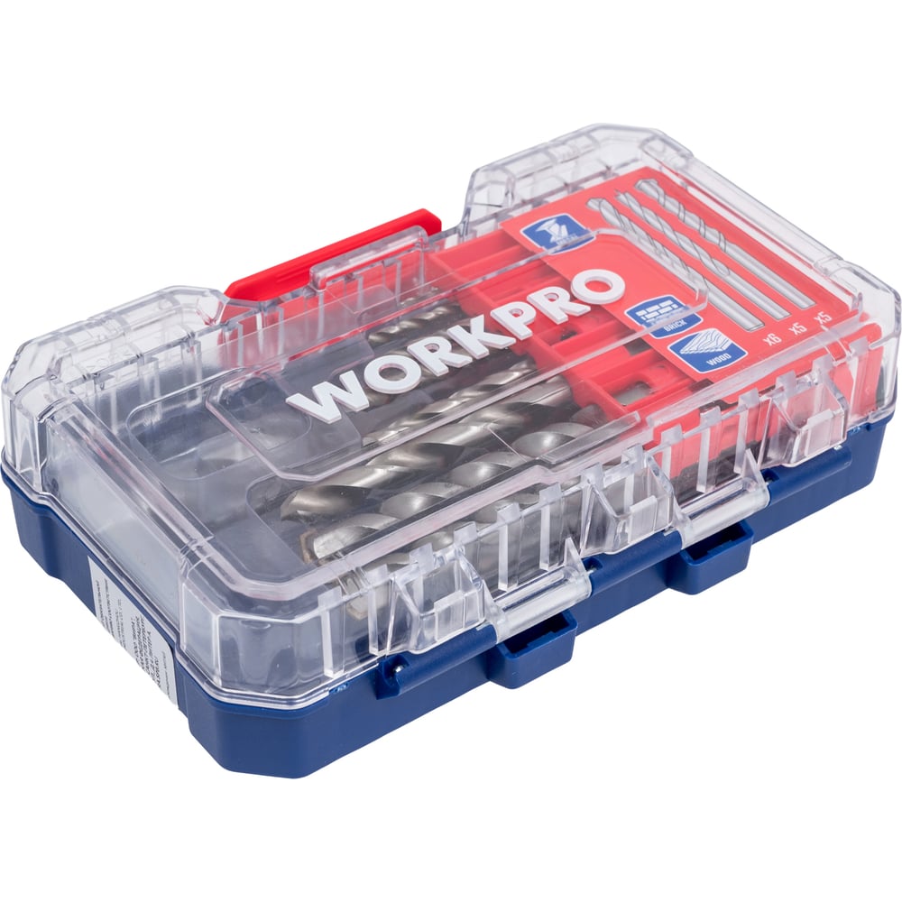 Изображение товара Универсальный набор сверл Workpro 16 шт. для металла, дерева и камня