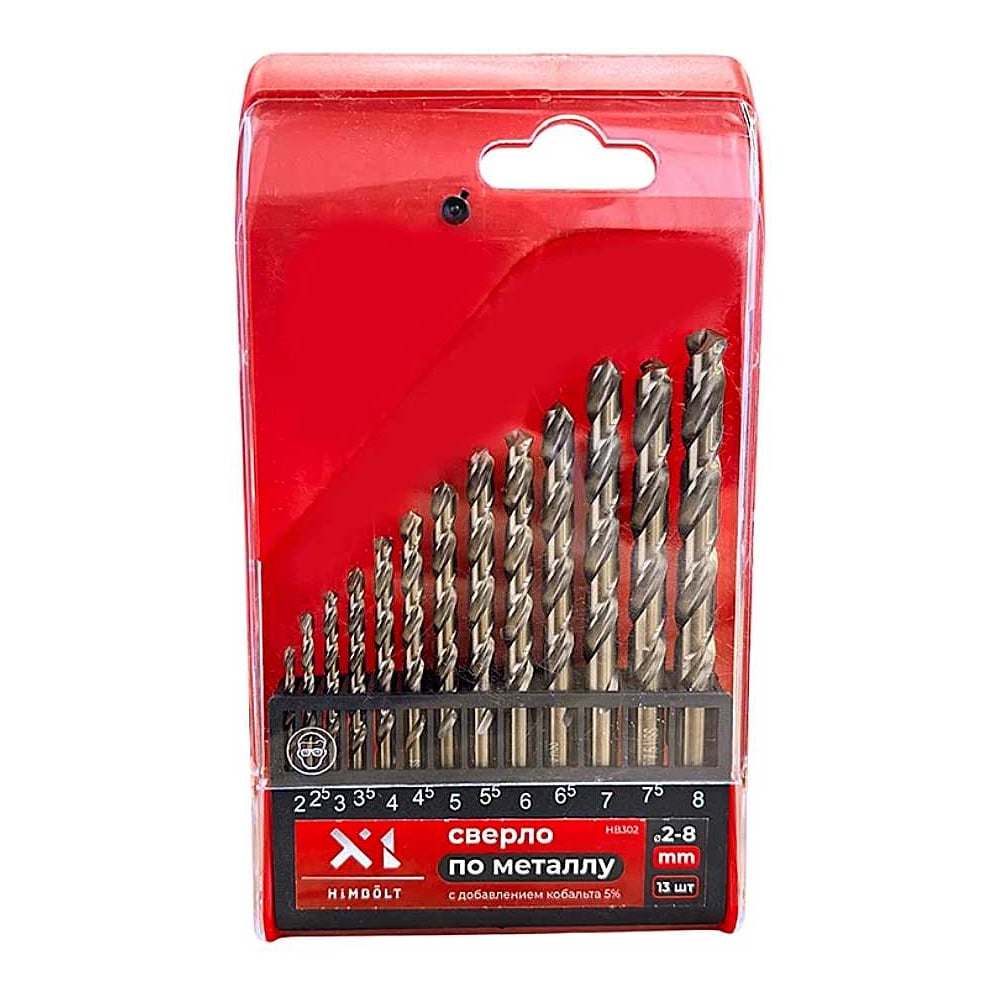 Изображение товара Набор сверл по металлу HIMBOLT с кобальтом 5% 2-8 мм 13 шт. (бокс) HB302