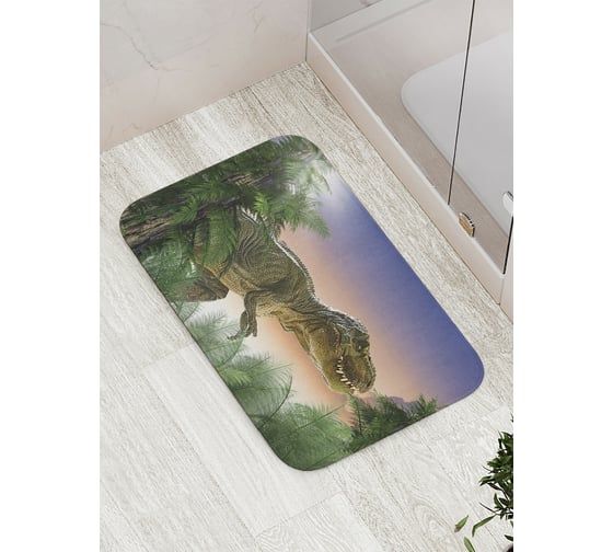 Изображение товара Коврик противоскользящий JoyArty "Динозавр на охоте" для ванной, сауны, бассейна, bath_12657