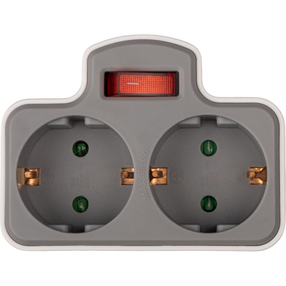 Изображение товара Разветвитель с заземлением Jazzway AD-2GS-gy 3.68кВт 2 розетки IP20 серый