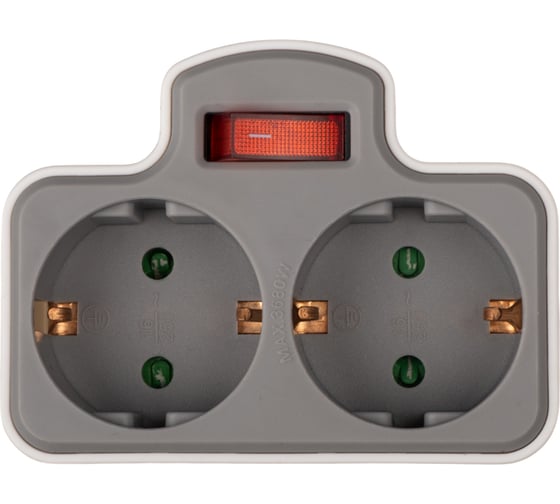 Изображение товара Разветвитель с заземлением Jаzzway 16А AD-2GS-gy серый 3.68кВт защитные шторки с выключателем IP20 5063983