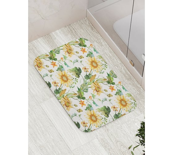 Изображение товара Коврик противоскользящий JoyArty "Кукуруза и подсолнухи" для ванной, сауны, бассейна, bath_9852