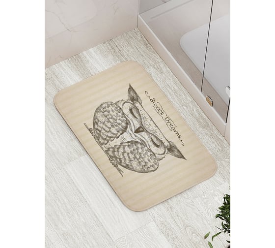 Изображение товара Коврик противоскользящий JoyArty "Спящая сова" для ванной, сауны, бассейна, bath_77323