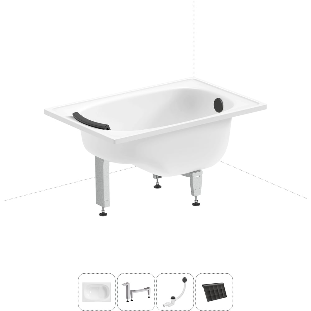 Изображение товара Комплект 4 в 1 Sanitana BLB Europa Mini стальная ванна 105x70 с ножками и подголовником