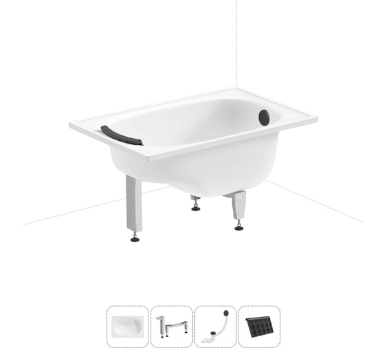 Изображение товара Комплект 4 в 1 Sanitana BLB  Europa Mini стальная ванна 105x70 с ножками, сифоном и подгол 20220547R