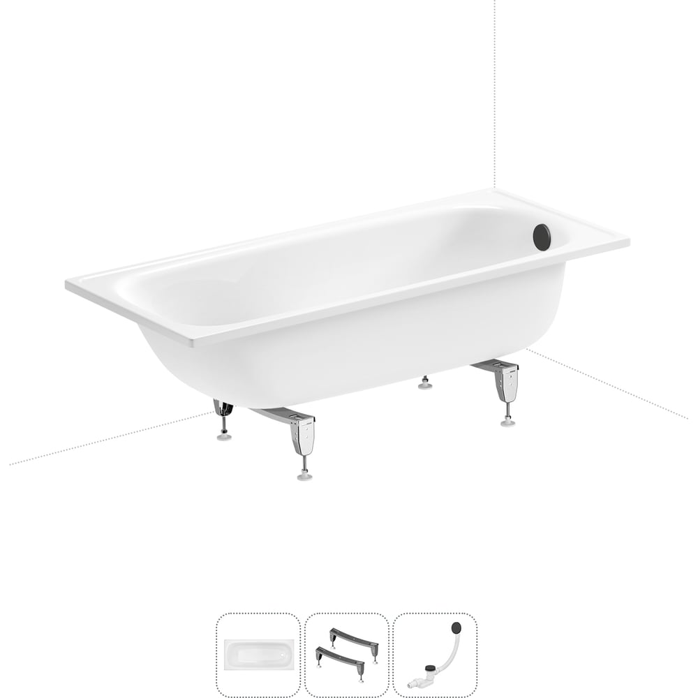 Изображение товара Стальная ванна Sanitana BLB Europa 2,2 с ножками и сифоном 160x70 см