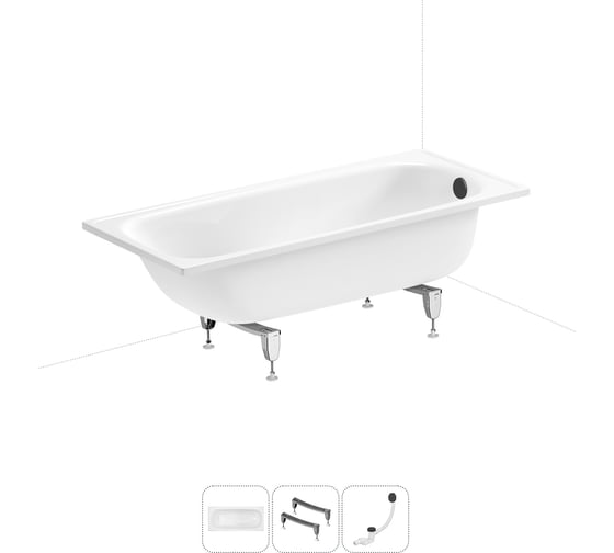Изображение товара Комплект 3 в 1 Sanitana BLB Europa 2,2 стальная ванна 160x70 с ножками и сифоном 20220639R