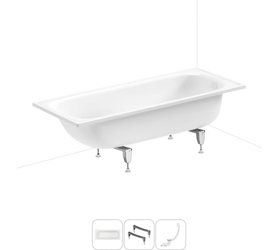 Изображение товара Комплект 3 в 1 Sanitana BLB Europa 2,2 стальная ванна 170x75 с ножками и сифоном 20220670R