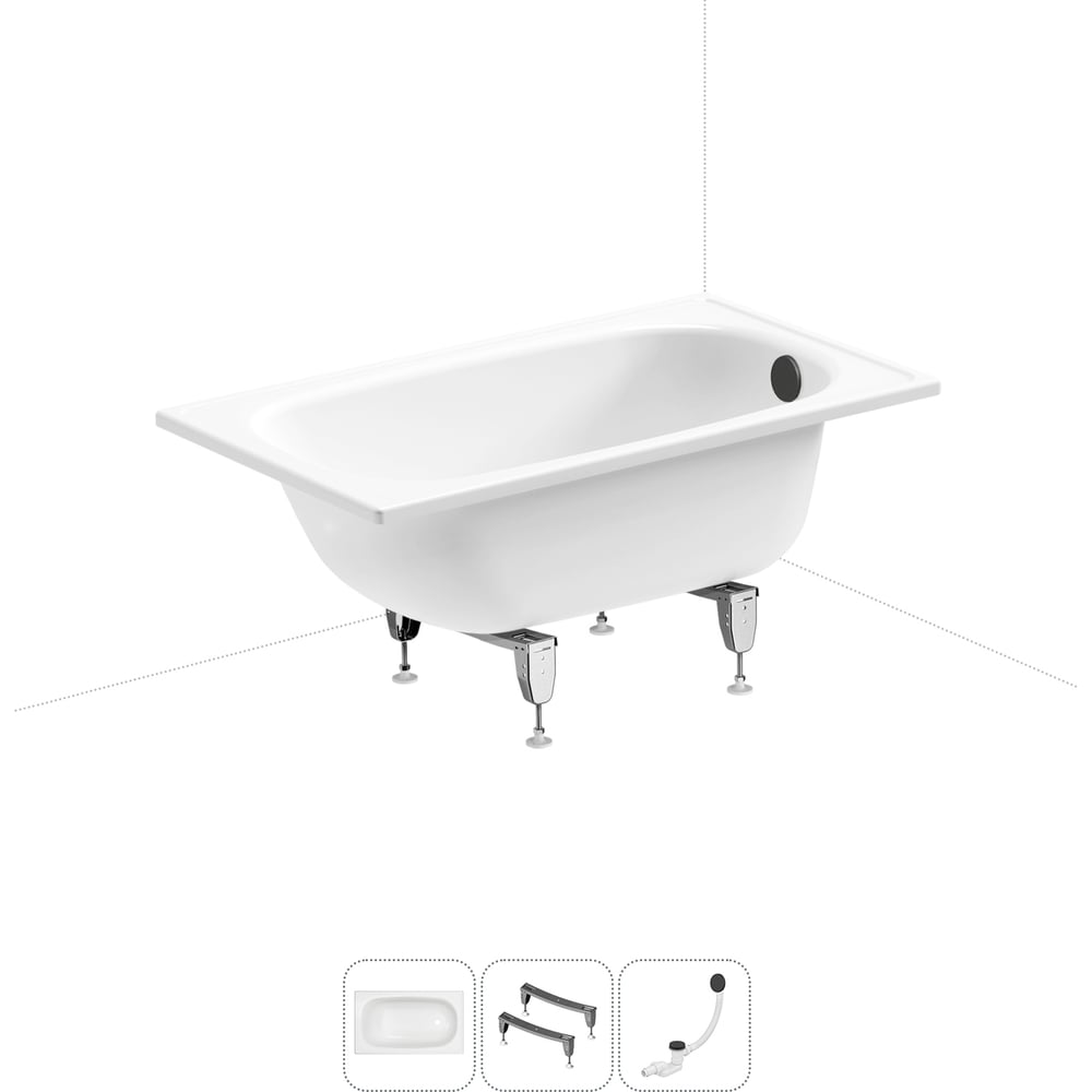 Изображение товара Комплект 3 в 1 Sanitana BLB Europa 2 стальная ванна 120x70 с ножками и сифоном