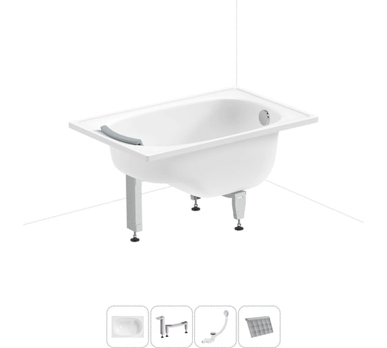 Изображение товара Комплект 4 в 1 Sanitana BLB  Europa Mini стальная ванна 105x70 с ножками, сифоном и подгол 20220545R
