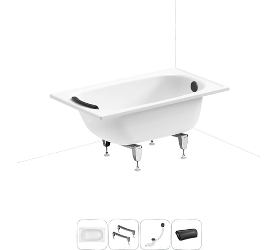 Изображение товара Комплект 4 в 1 Sanitana BLB  Europa 2,2 стальная ванна 105x70 с ножками, сифоном и подголо 20220563R