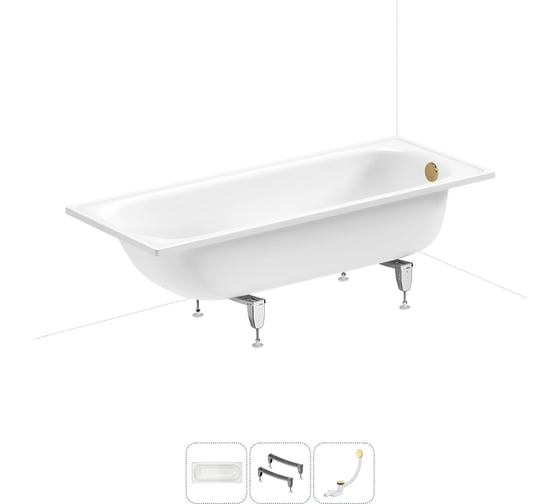 Изображение товара Комплект 3 в 1 Sanitana BLB Europa 2,2 стальная ванна 170x70 с ножками и сифоном 20220656R