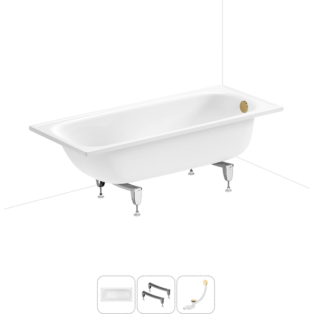 Изображение товара Комплект 3 в 1 Sanitana BLB Europa 2,2 стальная ванна 160x70 с ножками и сифоном 20220640R