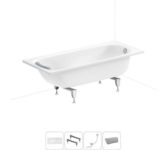 Изображение товара Комплект 4 в 1 Sanitana BLB  Europa 2,2 стальная ванна 160x70 с ножками, сифоном и подголо 20220641R