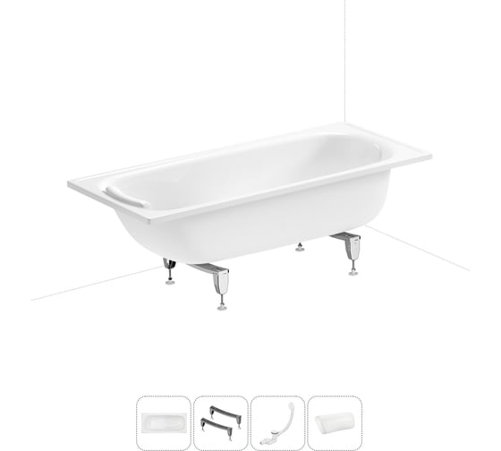 Изображение товара Комплект 4 в 1 Sanitana BLB  Europa 2,2 стальная ванна 160x70 с ножками, сифоном и подголо 20220642R