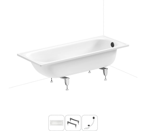 Изображение товара Комплект 3 в 1 Sanitana BLB Europa 2,2 стальная ванна 170x70 с ножками и сифоном 20220655R