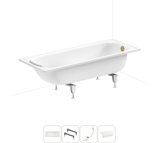 Изображение товара Комплект 4 в 1 Sanitana BLB  Europa 2,2 стальная ванна 170x70 с ножками, сифоном и подголо 20220660R