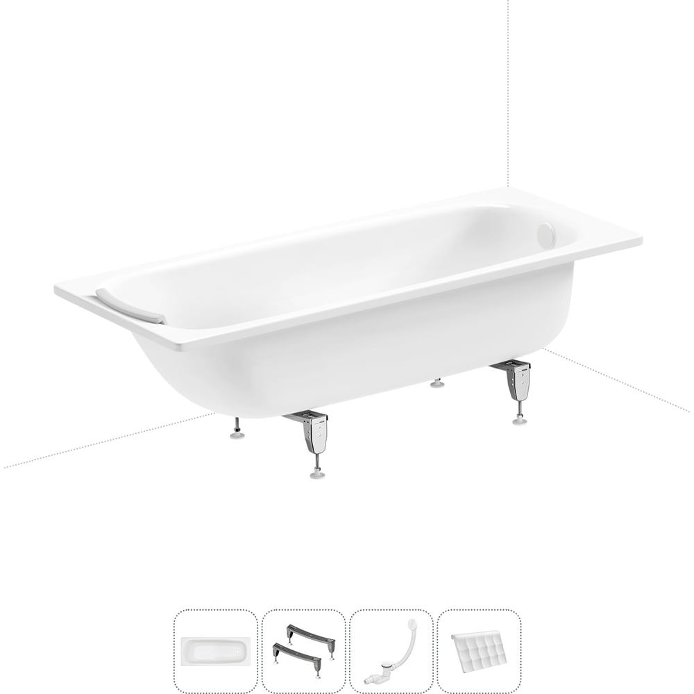 Изображение товара Стальная ванна 170x75 см Sanitana BLB Universal 3 5 с ножками и сифоном