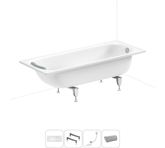 Изображение товара Комплект 4 в 1 Sanitana BLB  Europa 2,2 стальная ванна 170x70 с ножками, сифоном и подголо 20220657R