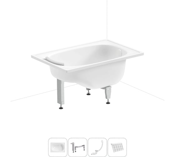 Изображение товара Комплект 4 в 1 Sanitana BLB  Europa Mini стальная ванна 105x70 с ножками, сифоном и подгол 20220546R