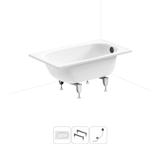 Изображение товара Комплект 3 в 1 Sanitana BLB Europa 2,2 стальная ванна 105x70 с ножками и сифоном 20220559R