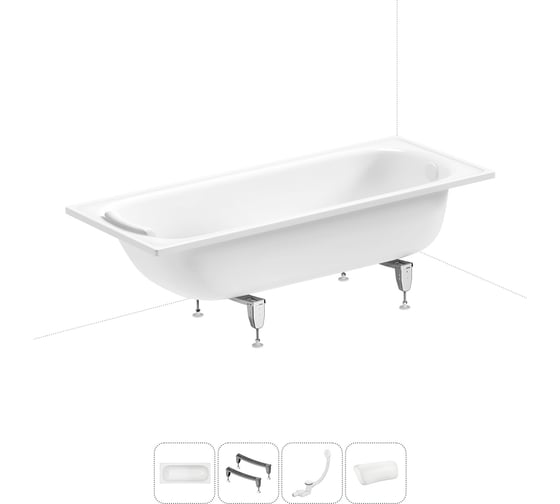 Изображение товара Комплект 4 в 1 Sanitana BLB  Europa 2,2 стальная ванна 170x75 с ножками, сифоном и подголо 20220674R