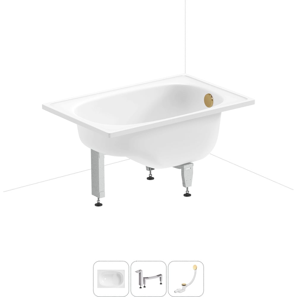 Изображение товара Стальная ванна 105x70 см комплект с ножками и сифоном Sanitana Europa Mini
