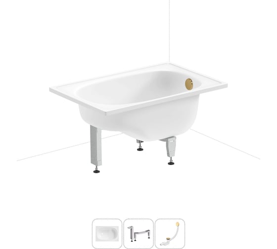 Изображение товара Комплект 3 в 1 Sanitana BLB Europa Mini стальная ванна 105x70 с ножками и сифоном (состои 20220544R