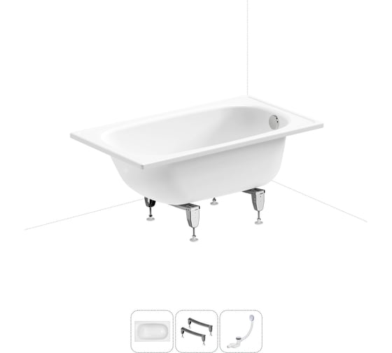 Изображение товара Комплект 3 в 1 Sanitana BLB Europa 2,2 стальная ванна 105x70 с ножками и сифоном 20220557R