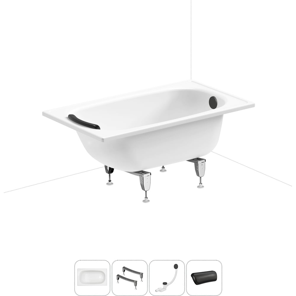 Изображение товара Стальная ванна Sanitana Europa 2.2 120x70 с ножками и возможностью установки стеклянной шторки