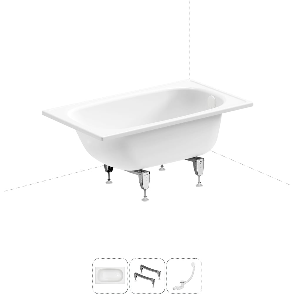 Изображение товара Стальная ванна 120x70 см Sanitana BLB Europa 2 с сифоном и ножками