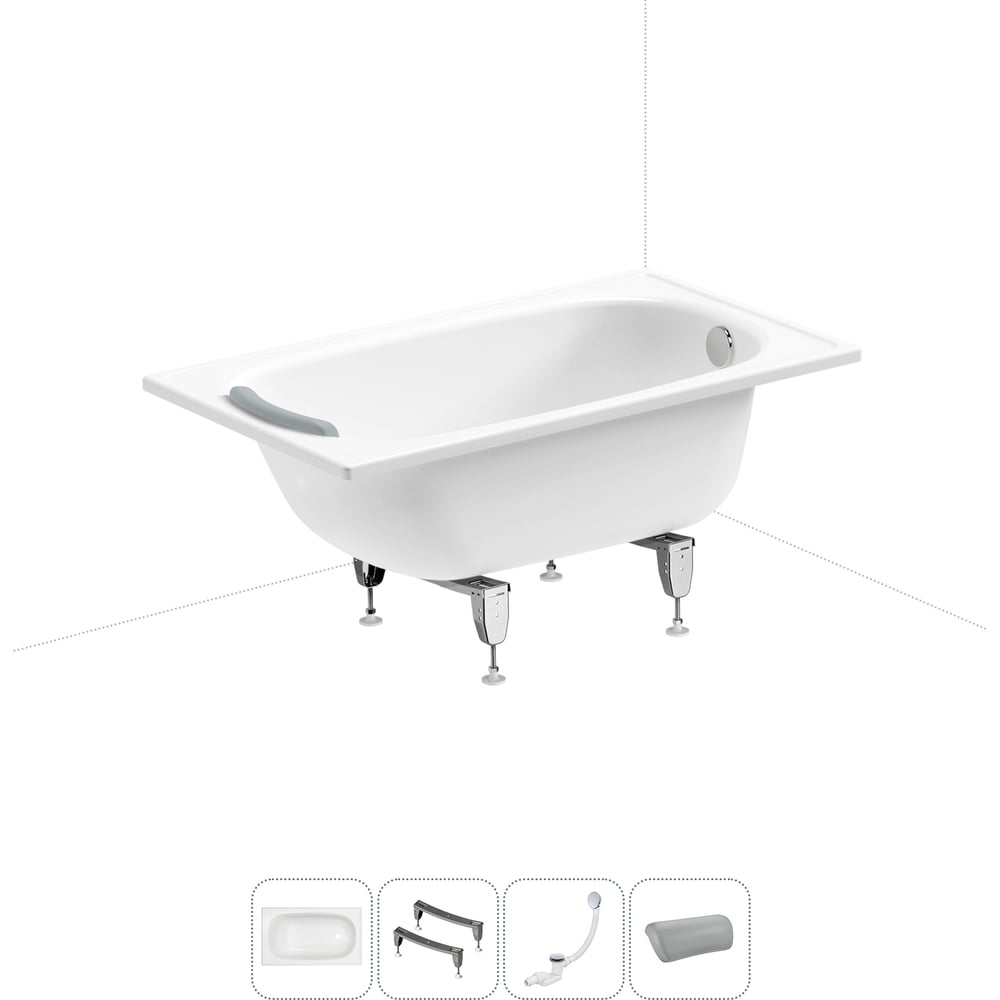 Изображение товара Стальная ванна Sanitana Europa 2.2 120x70 с ножками и сифоном белая
