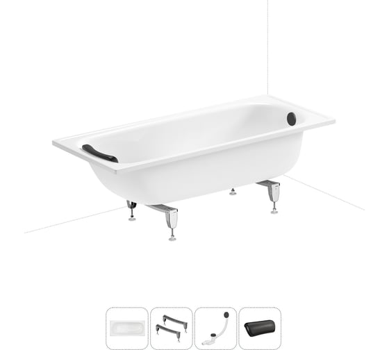Изображение товара Комплект 4 в 1 Sanitana BLB  Europa 2,2 стальная ванна 160x70 с ножками, сифоном и подголо 20220643R