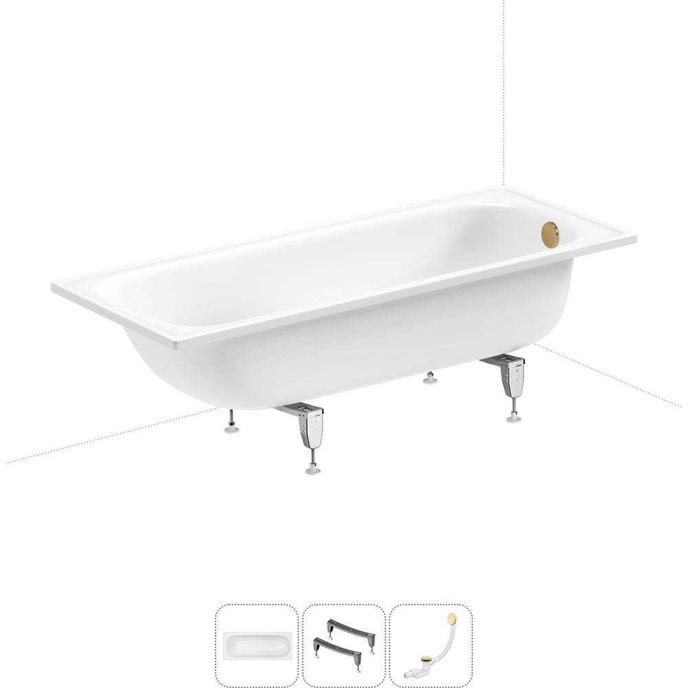 Изображение товара Комплект 3 в 1 Sanitana BLB Europa 2,2 стальная ванна 170x75 с ножками и сифоном 20220672R