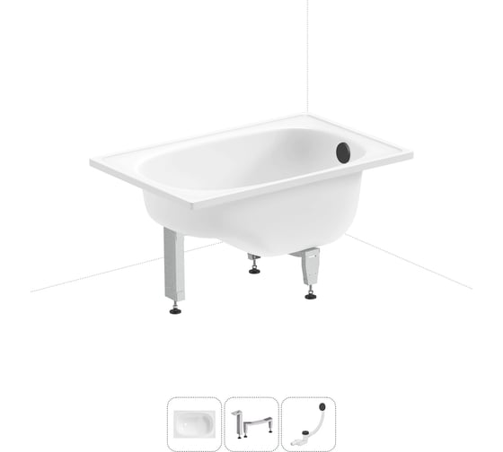 Изображение товара Комплект 3 в 1 Sanitana BLB Europa Mini стальная ванна 105x70 с ножками и сифоном (состои 20220543R