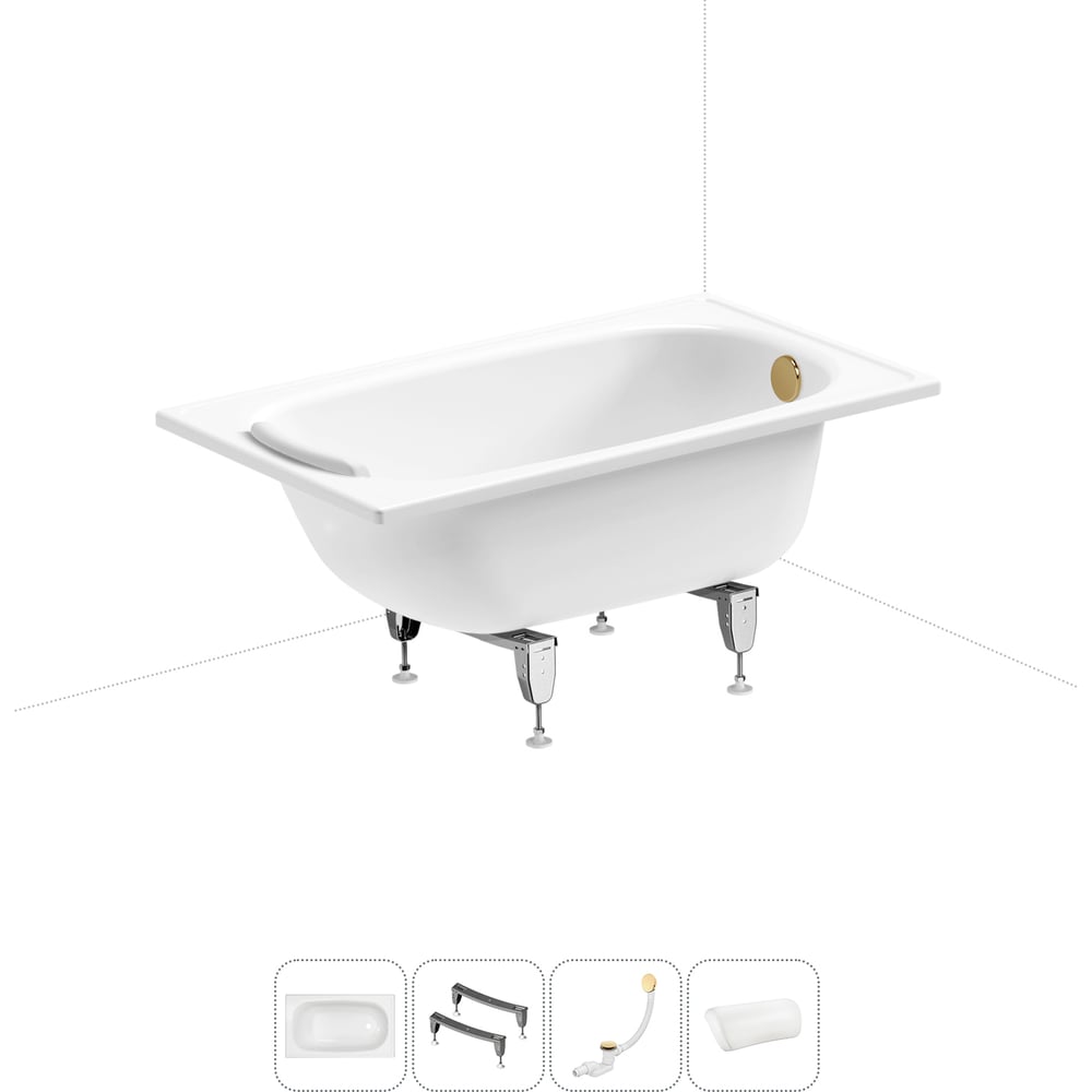 Изображение товара Комплект 4 в 1 Sanitana BLB  Europa 2,2 стальная ванна 105x70 с ножками, сифоном и подголо 20220564R