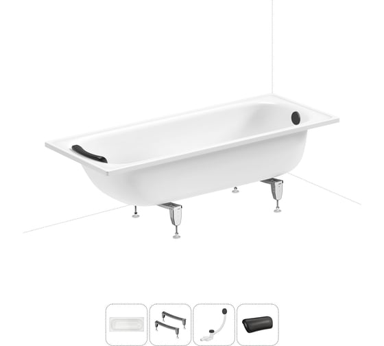 Изображение товара Комплект 4 в 1 Sanitana BLB  Europa 2,2 стальная ванна 170x70 с ножками, сифоном и подголо 20220659R