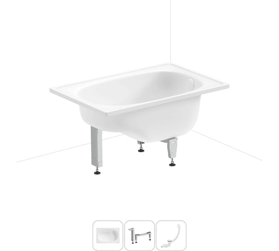 Изображение товара Комплект 3 в 1 Sanitana BLB Europa Mini стальная ванна 105x70 с ножками и сифоном (состои 20220542R