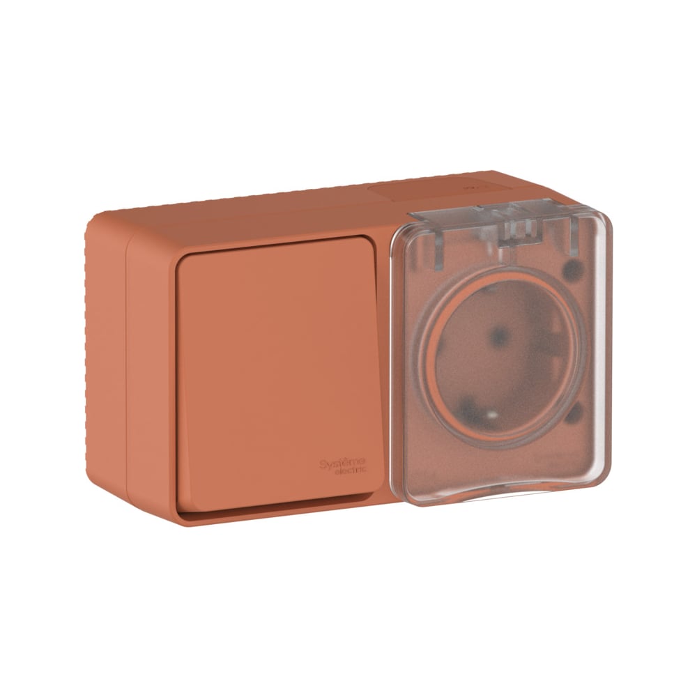 Изображение товара Блок Systeme Electric ATLASDESIGN PROFI IP54 с розеткой и выключателем 16А терракотовый