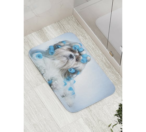 Изображение товара Коврик противоскользящий JoyArty "Собака с бигуди" для ванной, сауны, бассейна, bath_10665