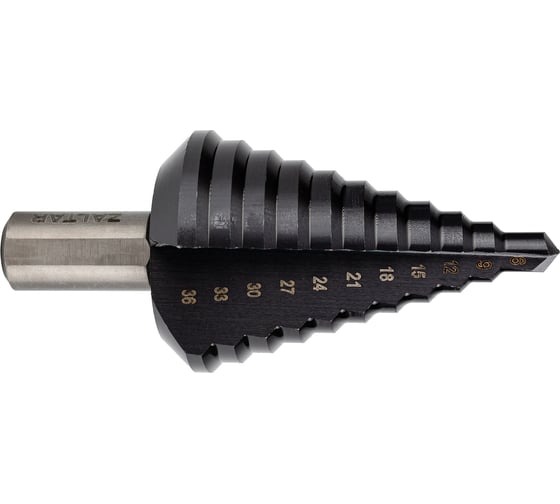 Изображение товара Сверло ступенчатое ZALTAR HSS TiAlN, 9-36 мм, прямая канавка, трехплоскостной хвостовик ZA-50069