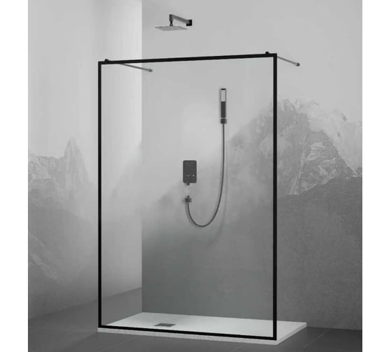 Изображение товара Душевая перегородка RGW 100x200 WA-017-B Чёрный/Прозрачное(Принт)/8 мм 35101710-84