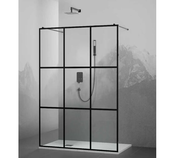 Изображение товара Душевая перегородка RGW 100x200 WA-018-B Чёрный/Прозрачное(Принт)/8 мм 35101810-84