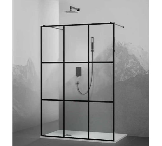Изображение товара Душевая перегородка RGW 130x200 WA-018-B Чёрный/Прозрачное(Принт)/8 мм 35101813-84