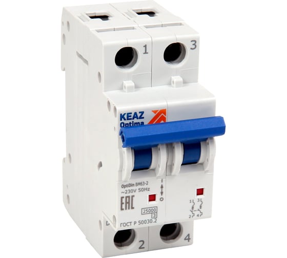 Изображение товара Выключатель автоматический модульный КЭАЗ OptiDin ВМ63-2Z4-25-УХЛ3 342057