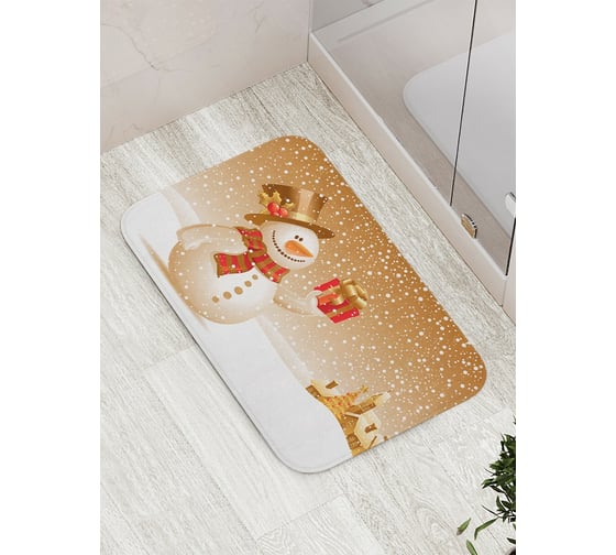 Изображение товара Коврик противоскользящий JoyArty "Подарок снеговика" для ванной, сауны, бассейна, bath_4548