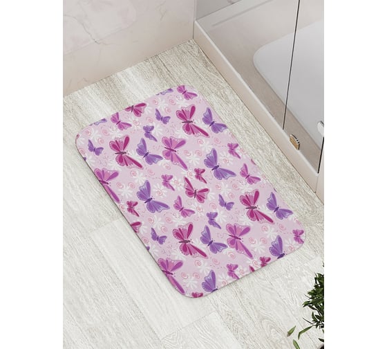 Изображение товара Коврик противоскользящий JoyArty "Узор с бабочками" для ванной, сауны, бассейна, bath_13604